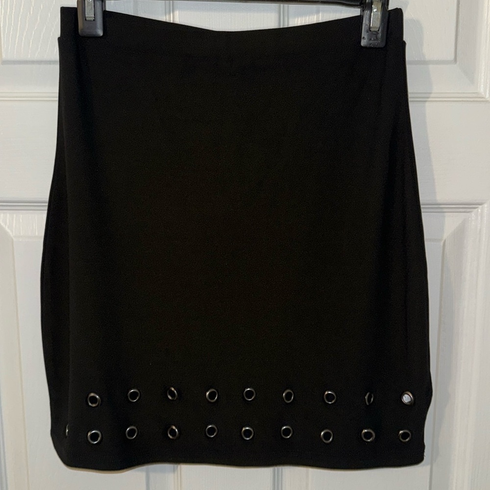 Black mini skirt.
